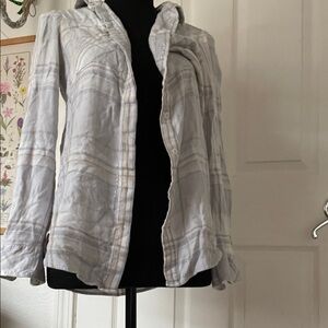 White House Black Market Gray Button Down Shirt